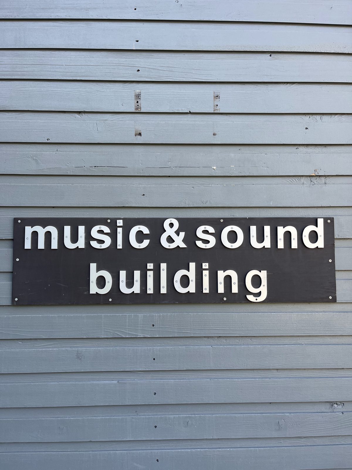 The music and sound building sign at the Banff Centre